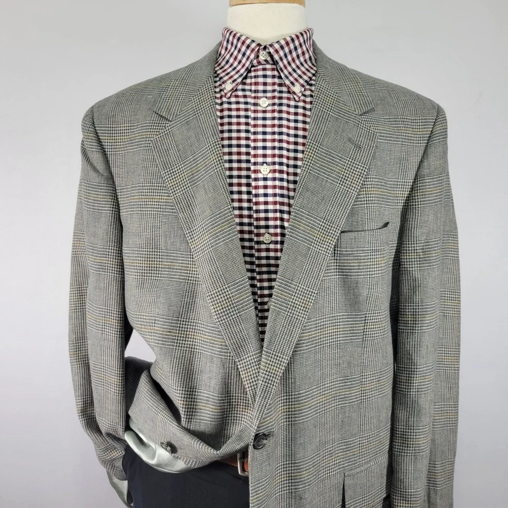 Brooks‎ Brothers Men's Sport Coat Blazer Two Button Multi-color Houndstooth 46L